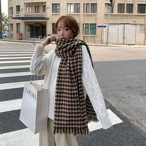 Khăn quàng len cashmere kẻ sọc ngôi sao - NU7799