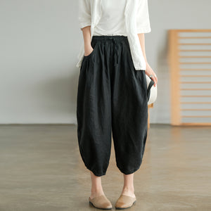 Quần baggy linen lưng thun túi tròn - NU5589