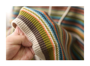 Áo hoodies len dệt kim dài tay kẻ sọc sắc màu - NU8120