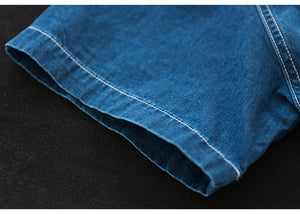 Đầm liền denim ngắn tay cổ đức hai túi vuông cột dây - NU8586