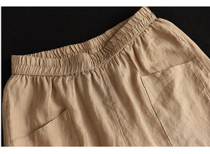 Quần baggy linen lưng thun túi vuông một màu - NU6970