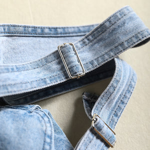 Quần baggy yếm denim kiểu vẩy sơn - NU8308