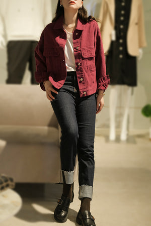 Áo khoác jacket denim dài tay cổ đức hai túi vuông - NU7746