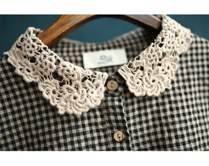 Áo sơ mi linen caro dài tay - NU4413