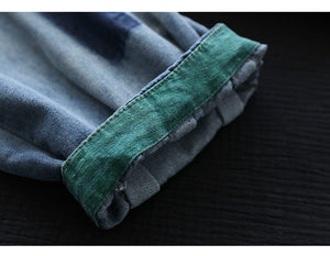 Quần baggy denim retro thêu X đối xứng - NU8206