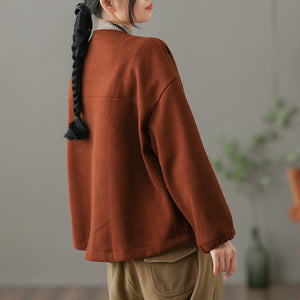 Áo khoác cardigan len dạ dài tay hai cổ V hai túi chéo - NU7872