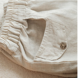 Quần baggy linen lưng thun hai túi nắp kiểu - NU7179