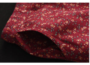 Chân váy linen lưng thun thắt dây xẻ tà chéo in hoa liti - NU8317