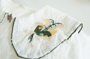 Áo sơ mi linen Morigirl dài tay cổ áo thêu đối xứng - NU8322