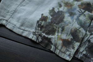 Áo khoác vest linen dài tay hai túi tròn in hoa lá - NU7873