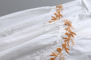 Áo sơ mi linen Morigirl dài tay thêu đối xứng khuy sắc màu - NU8321