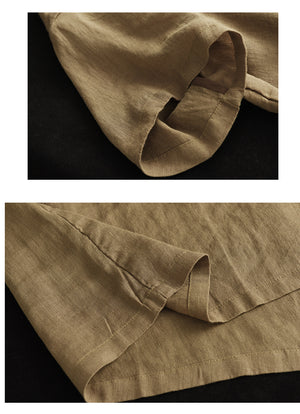 Đầm liền linen ngắn tay cổ tròn in bức tranh tĩnh vật - NU8668