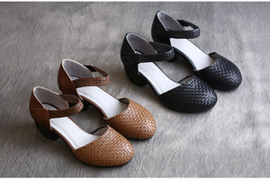 Giày da retro velcro kiểu dệt tay - NU5205