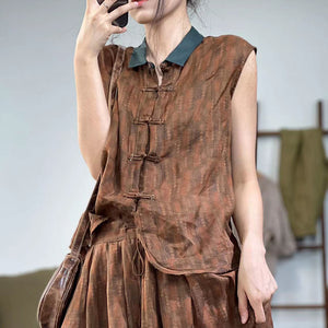 Áo sơ mi linen sát nách cổ đức khuy khuy tàu - NU7548