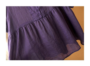 Áo sơ mi linen ngắn tay cổ pipi bốn khuy - NU7521