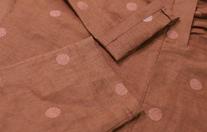 Đầm liền linen ngắn tay cổ tròn thêu những chấm tròn - OD0628