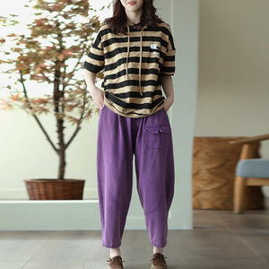 Áo hoodies ngắn tay kẻ sọc in ngôi sao - NU8441