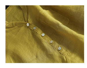 Áo sơ mi linen ngắn tay cổ V một túi vuông - NU8626