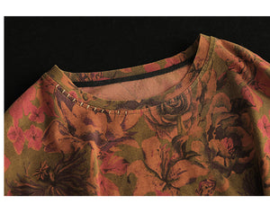 Áo T-shirt ngắn tay cổ tròn in hoa lá đơn sắc - NU8630