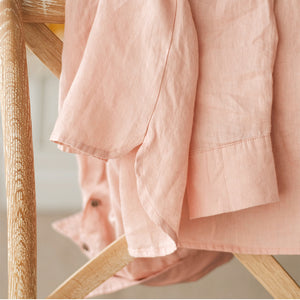 Áo sơ mi linen dài tay cổ đức thêu những chiếc lá - NU7483