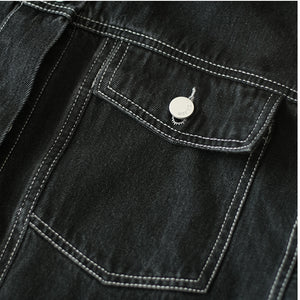 Áo khoác denim dài tay cổ đức hai túi chỉ nổi - NU7706