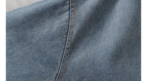 Áo khoác denim dài tay cổ đức hai túi tròn phối hoa lá - NU7893