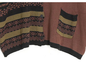 Áo khoác len cashmere dài tay cổ tròn hoa văn trừu tượng hai túi - NU7767