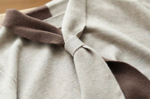Áo T-shirt dệt kim dài tay cổ kiểu khăn quàng - NU7947