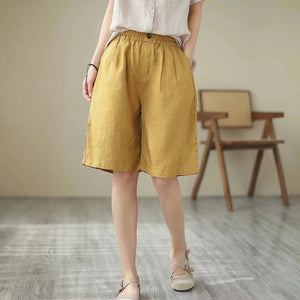Quần sooc linen lưng thun xếp ly một khuy cài - NU6938