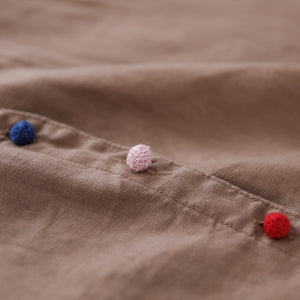 Áo sơ mi linen ngắn tay cổ pipi khuy tròn màu sắc - NU5682
