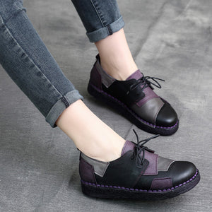 Giày retro mảng màu thắt dây - NU4246