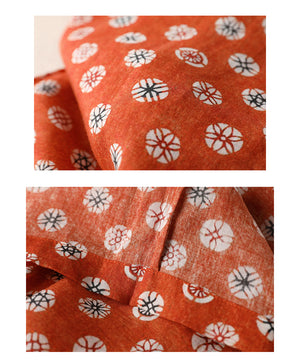 Đầm liền linen tay lửng cổ V hoa văn những vòng tròn - NU8260