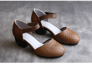 Giày da retro velcro kiểu dệt tay - NU5205