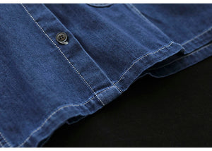 Áo khoác denim retro dài tay cổ đức một túi lớn - NU7713