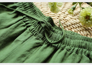 Quần baggy linen lưng thun dây rút thêu kẹo ngọt - NU7288