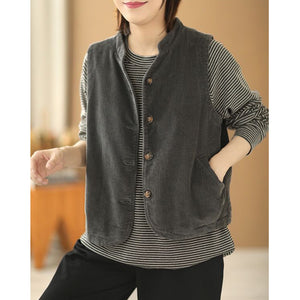 Áo khoác gile nhung sát nách cổ đứng - NU7698