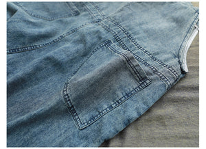 Quần baggy yếm denim retro kiểu nhiều nút - NU6630