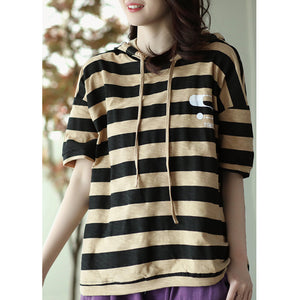 Áo hoodies ngắn tay kẻ sọc in ngôi sao - NU8441