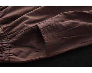 Chân váy linen retro hai túi ngang xếp ly - NU8520