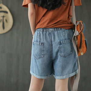 Quần sooc denim gấu gấp hai khuy cài - NU4053