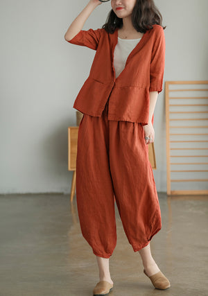 Quần baggy linen lưng thun túi tròn - NU5589
