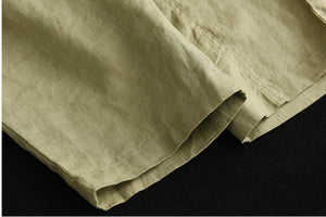 Quần baggy linen lưng thun kiểu đai đính khuy - NU7335