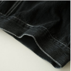 Áo khoác denim dài tay cổ đức hai túi chỉ nổi - NU7706