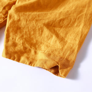 Áo sơ mi linen ngắn tay cổ V form rộng - NU5582