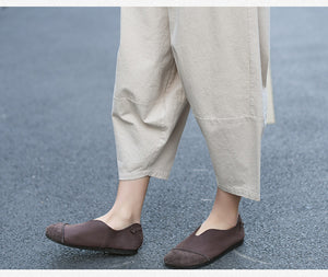 Quần baggy linen lưng thun ống rộng hai túi chéo - NU6743