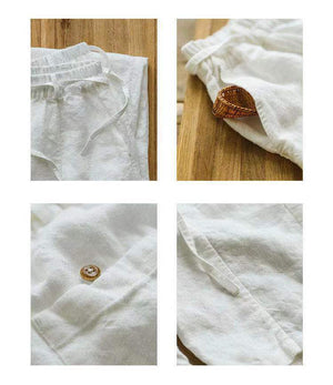 Quần baggy linen lưng thun dây rút một màu - NU8358