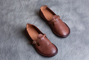 Giày da retro đế mềm quai bện - NU4291