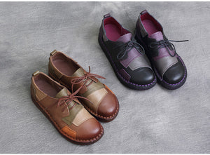Giày retro mảng màu thắt dây - NU4246