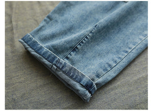 Quần baggy yếm denim retro kiểu nhiều nút - NU6630