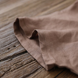 Áo sơ mi linen ngắn tay cổ pipi khuy tròn màu sắc - NU5682